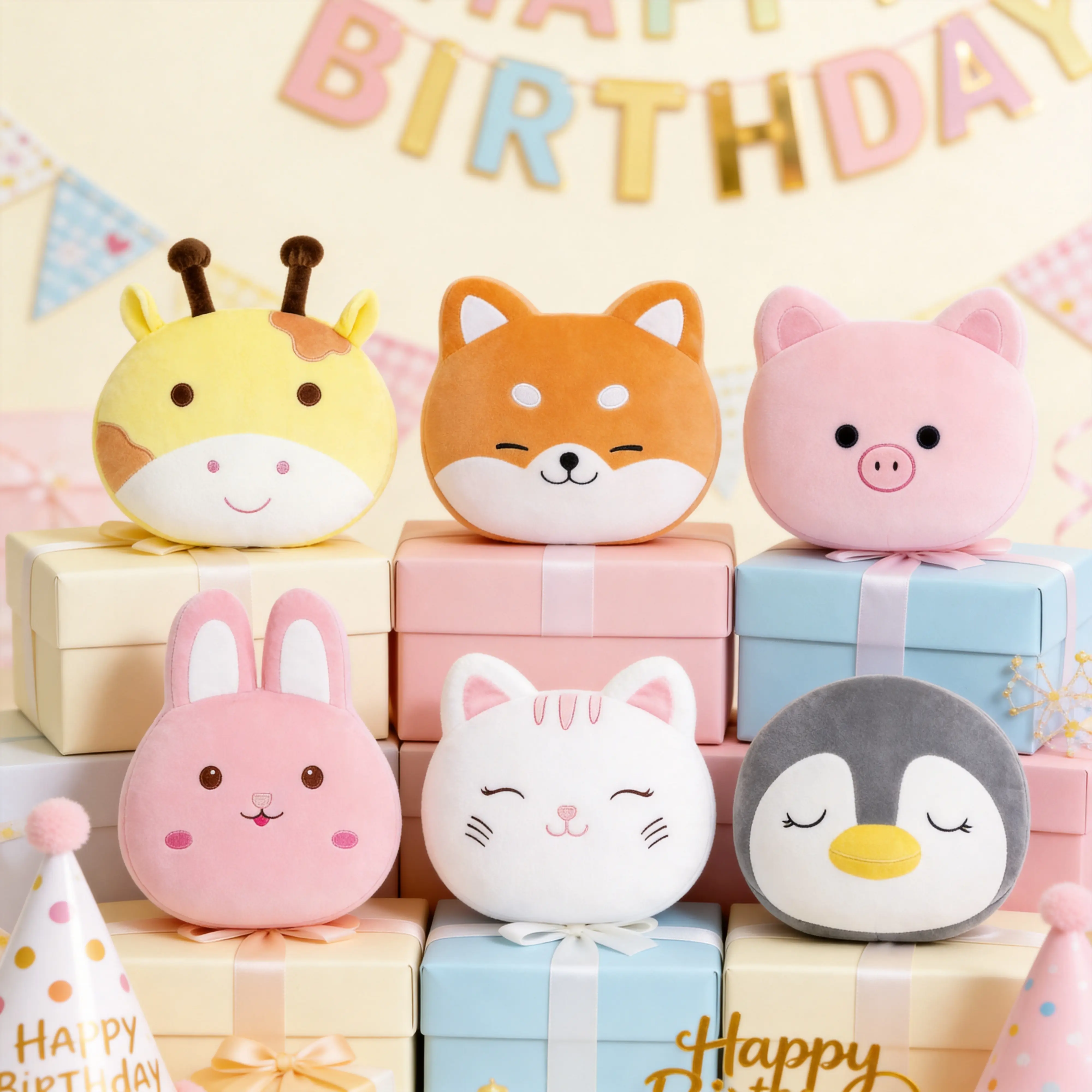 6 PCS Mini Animal Pillow Set Birthday Gift for Kids  12 Inch Soft Stuffed Animal Cushions Corgi Pig Penguin Husky Giraffe Cat Cute Kawaii Throw Pillows First Birthday Gift Idea Toddler Girl Christmas Gift Nursery Decor Surprise Gift Set tiktokshopspringgl