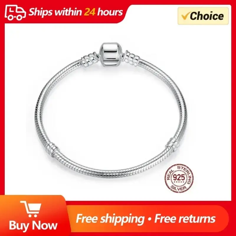 SALE Authentic 100% 925 Sterling Silver 3MM Snake Chain Bangle & Bracelet for Women Men Luxury Jewelry 16-23CM