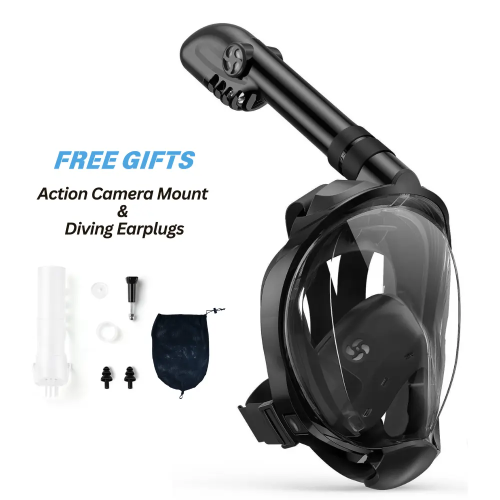 Greatever G2 Snorkeling Gear for Adults, Full Face Snorkel Mask, Foldable Panoramic View with Camera Mount, Anti-Fog and Anti-Leak Design
