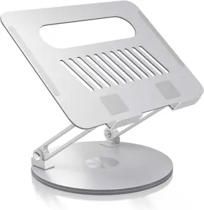 Adjustable Computer Stand with 360° Rotating Base Ergonomic Foldable Laptop Riser for Desk Compatible with MacBook Pro/Air Notebooks up to 16"