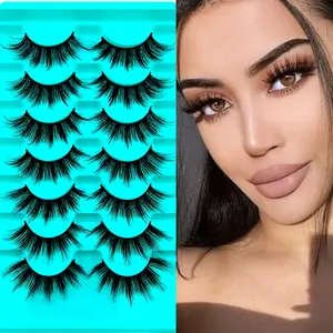 7 Pairs Faux Mink Cat Eye Lashes, Volume & Curl Design, Fluffy, Comfortable, Lightweight False Eyelashes for Daily Wear Makeup Cosmetic, Perfect for Enhancing Your Look, Bold and Beautiful Appearance