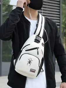 Men's Spider Print Crossbody Bag, Lightweight All-match Shoulder Bag with Large Capacity Pocket. Adjustable & Detachable Strap, Can Hold Phones and Cosmetics. Great for Daily Commute & Outdoor Activities, Ideal Gift