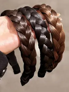 Women's Fishbone Braid Hairband, Wide Twist Braided Headband, Anti-Slip Elastic Hair Accessory, Casual Tie-Dye Design, All Seasons