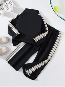 Girl's Spring Fall Sporty Jacket & Pants 2-Piece Set, Track Uniforms Girls, Fashionable Toddler Outfit, Sporty Striped Set Trendy Versatile, Sweet Cute Daily Wear, for 3-10 Year Olds Outdoor Running Activities, Festival Gift.
