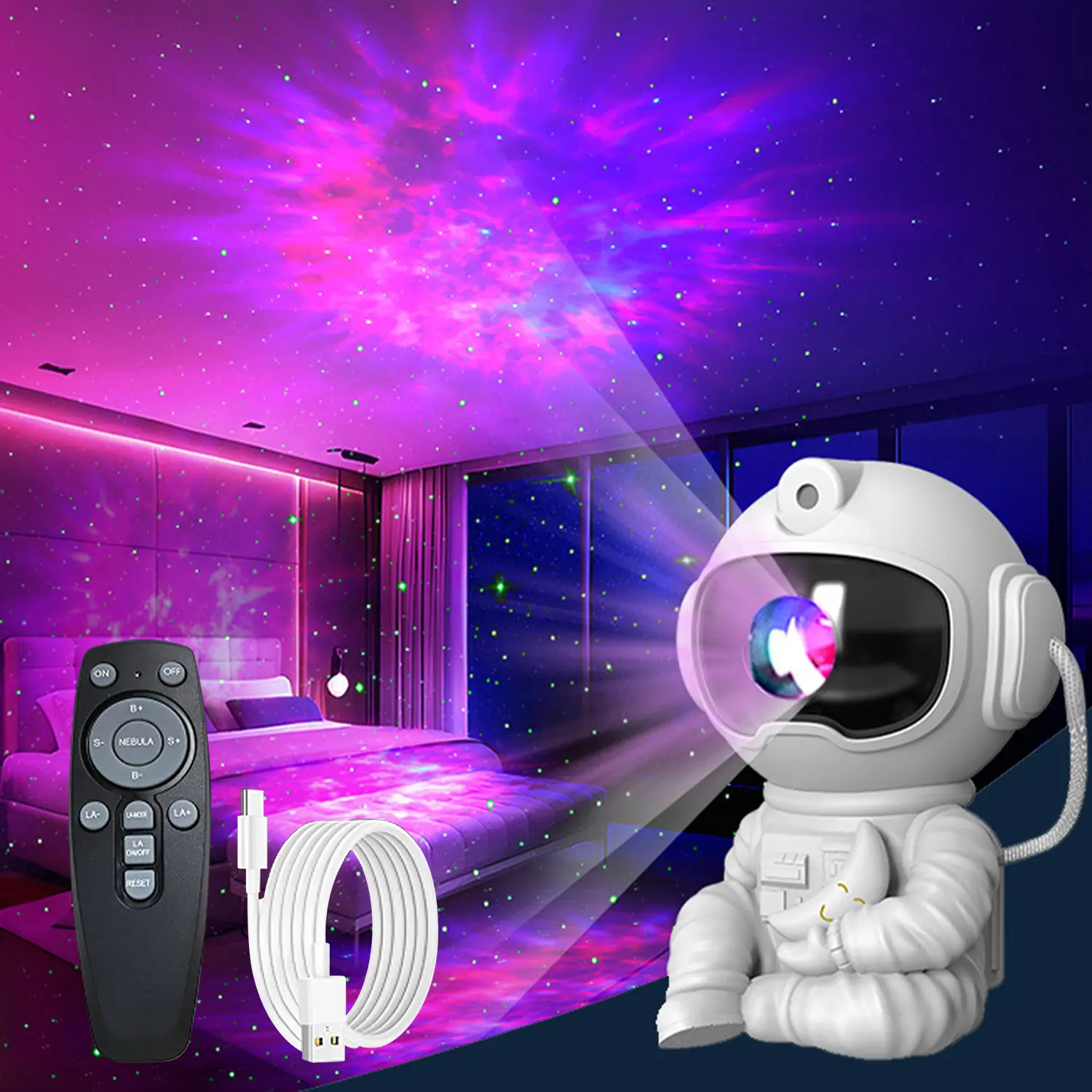Astronaut Northern Lights Projector for Bedroom with Remote,8 Modes 360°Adjustable Christmas Star Projector for Home Room Decor,Aurora Light Projector Gifts for Adults