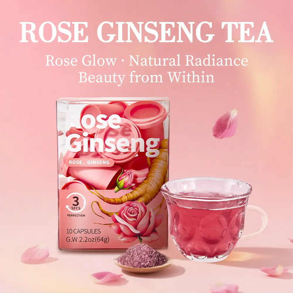 SAIPIN Rose & American Ginseng Tea – 10 Capsules | Sugar-Free, Caffeine-Free Herbal Blend | Daily Wellness, Beauty & Travel-Friendly Drink