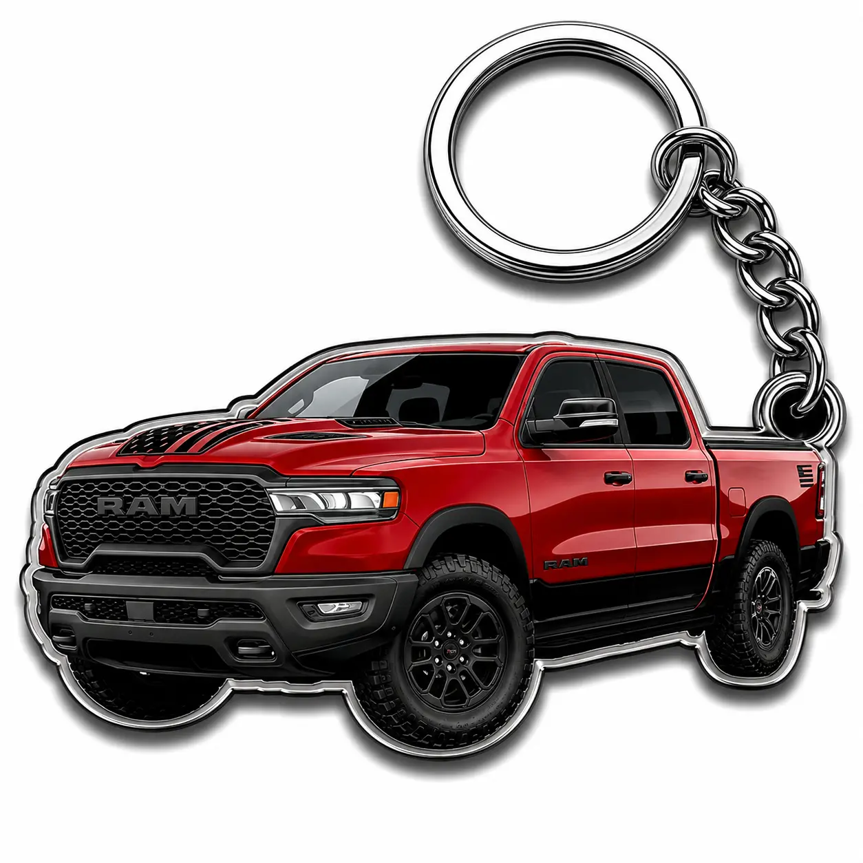 RAM 1500 Pickup Truck Keychain – Off-Road 4x4 Truck Key Ring, American Pickup Accessory, Gift for RAM Truck Fans & Drivers