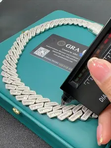 High-Quality Cuban Chain Necklace, Luxury Hip Hop Style, 20mm Moissanite Pendant, Copper Material, Auspicious Occasion Jewelry