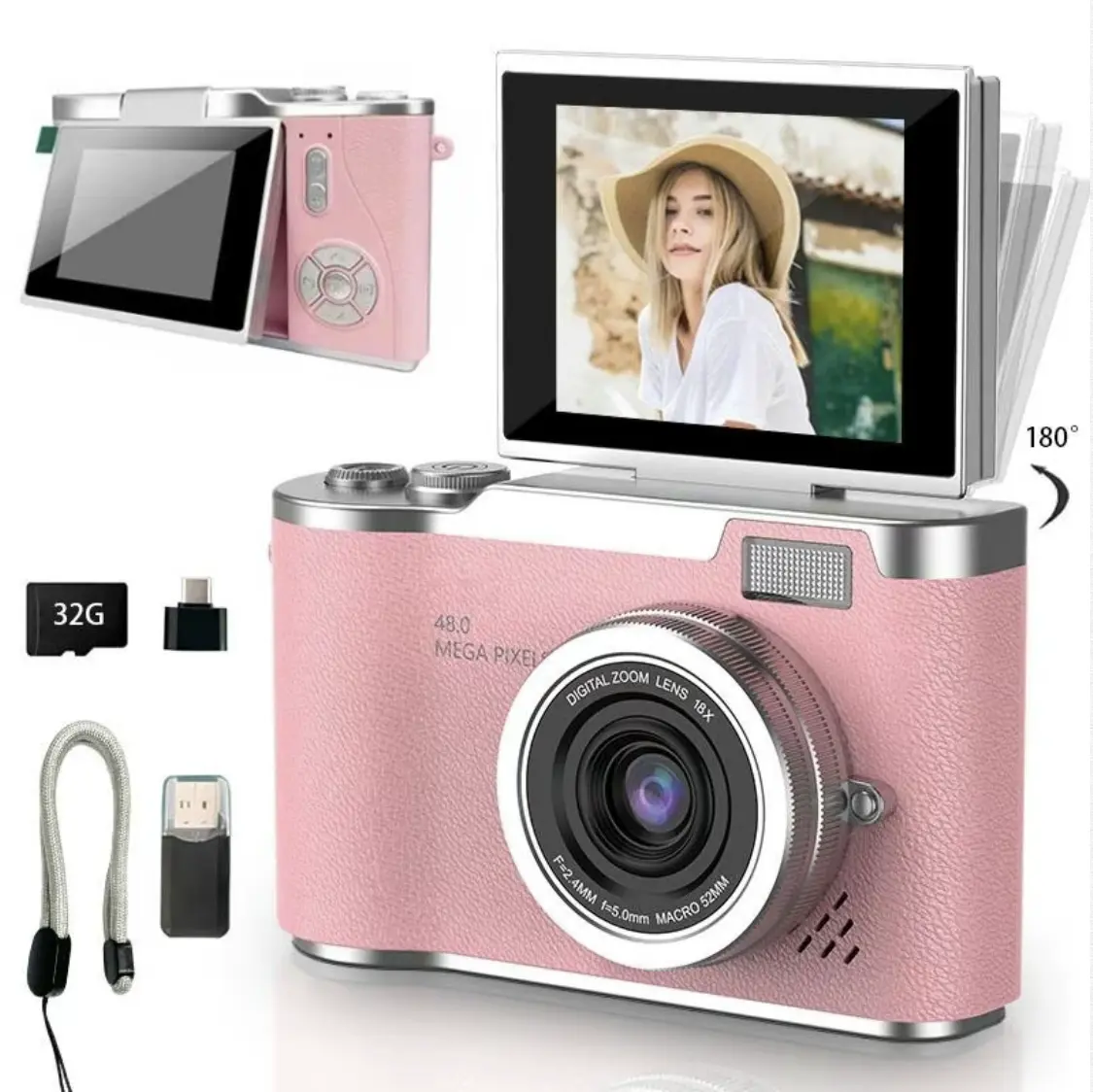 digital,camera Flip Screen Digital Camera with Digital Zoom, Portable Point & Shoot Camera for Photography & School Gift, Tech Gadgets, Mini, Pocket Camera,cheap camera,fun