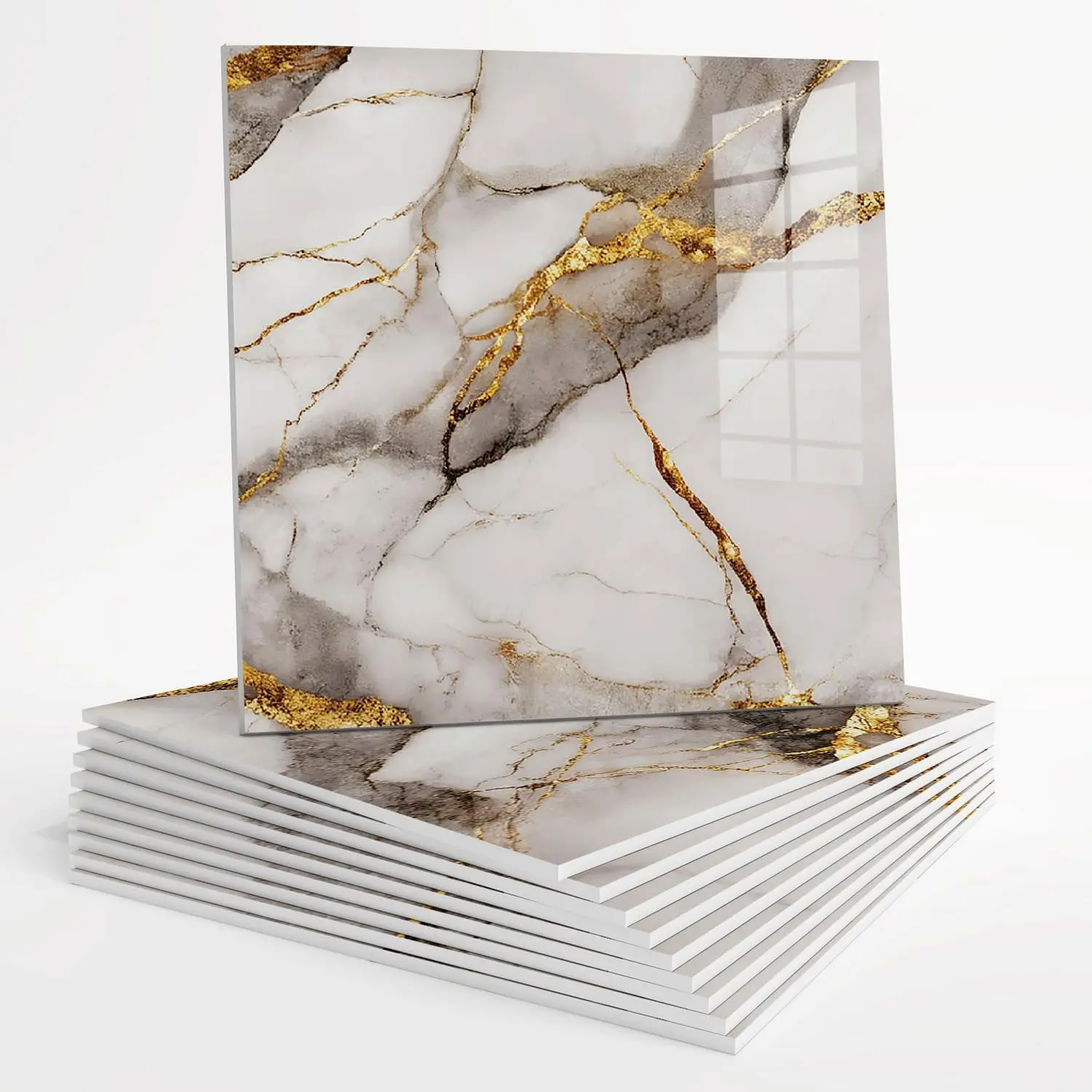 Marble sticker waterproof bathroom wall panels, PVC kitchen tiles, Kitchen Bathroom Decoration, colored non-tile appearance, 11.8"x11.8", 10/20 piece set, Marble pattern sticker