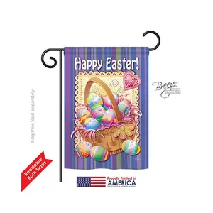 Breeze Decor 53040 Easter Easter Basket 2-Sided Impression Garden Flag - 13 x 18.5 in.