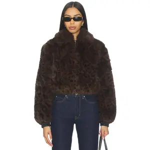 BLANKNYC Cropped Faux Fur Coat in Midnight Run