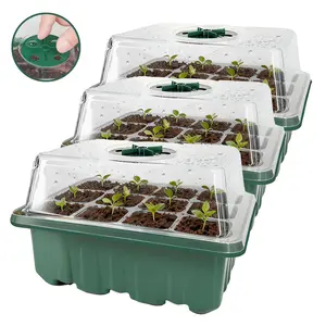 Three-piece seedling tray set (including moisturizing cover) - a total of 36 seedling trays, including plant cultivation tools and base mini greenhouse, suitable for seed germination and cultivation, Grow Kit