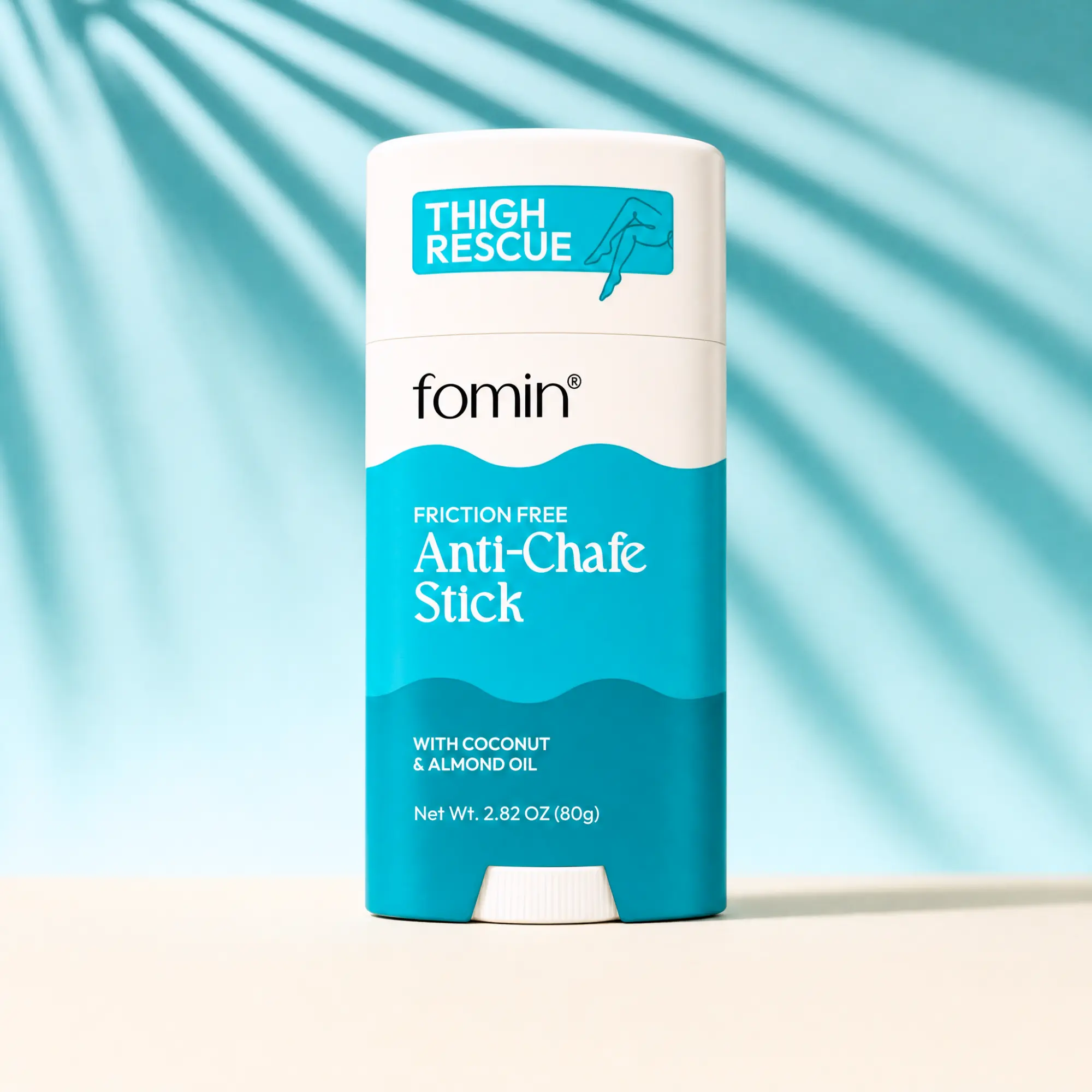 Fomin Thigh Rescue Friction Free Anti-Chafe Stick with Coconut & Almond Oil, 2.82 OZ | Portable Chafe Defense | All-Day Comfort