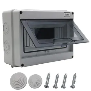 Distribution Protection Box with DIN Rail IP65 ABS Transparent Clear Cover Power mcb Distribution Box for Circuit Breaker Indoor on The Wall 8 Way