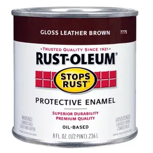 Rustoleum .50 Pint Leather Brown Protective Enamel Oil Base Paint, Decorative, Oil Based Paint, Enamel Paint
