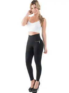 Butt Lifter Leggings with Internal High Waist Fajas Colombianas Levanta Cola Powernet Supplex Zipper 402BB