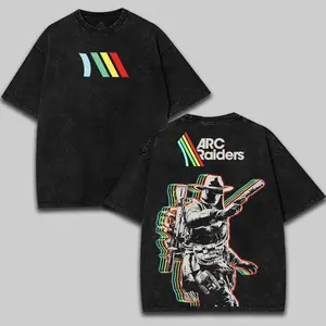 ARC Raiders Fan Art Gamer Extraction Shooter Vintage Washed Oversize Unisex Tee, Hoodies, sweatshirt, unisex heavyweight cotton t-shirt washed Casual Menswear Black Streetwear