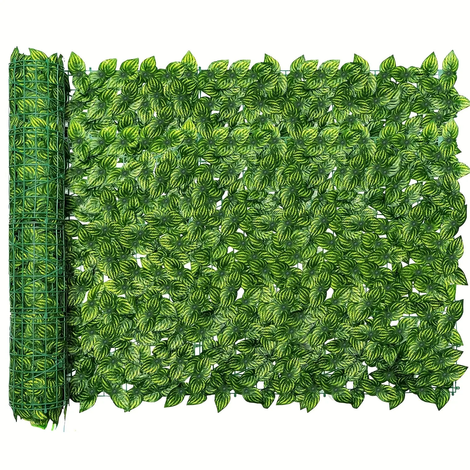 19.7x118in Color Printing Watermelon Leaf Artificial Ivy Privacy Fence Screen, Expandable Decorative Hedge for Outdoor Garden, Quick Garden Setup Home Decor, Raised Bed Decorative Fences