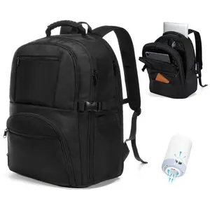 Vacuum Backpack Travel Compression Bags with Pump Carry-on for Travel Personal Item Waterproof Laptop College Casual Daypack Backpacks Flight Approved for Men Women Black