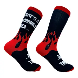 Men's Thats A Horrible Idea What Time Socks Funny Adult Sarcastic Humor Footwear Funny Graphic Socks Comfortable Fitted Spandex Cotton