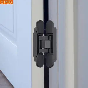 CNCEST 2 Pcs 6 Inch Black Hidden Door Hinges Heavy Duty Zinc Alloy Hinges Concealed Hinges for Secure Installation Modern Furniture Accessories