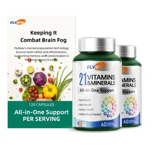 2 Bottles of FlyNew 21 All-in-One Support Vitamins & Minerals | Highly Potent Herbal Ingredients | Made in USA | 120 Capsules Dietary Supplement