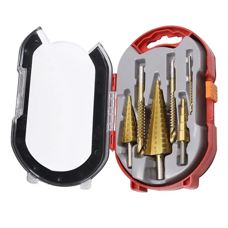 Pagoda Drill Bit Combination Triangular Handle Hss Step Drill Bits Set Woodworking Pull Drill Bit Spiral Drill Bit