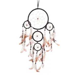 22" Traditional Dream Catcher with Feathers Wall or Car Hanging Ornament 5 Circles