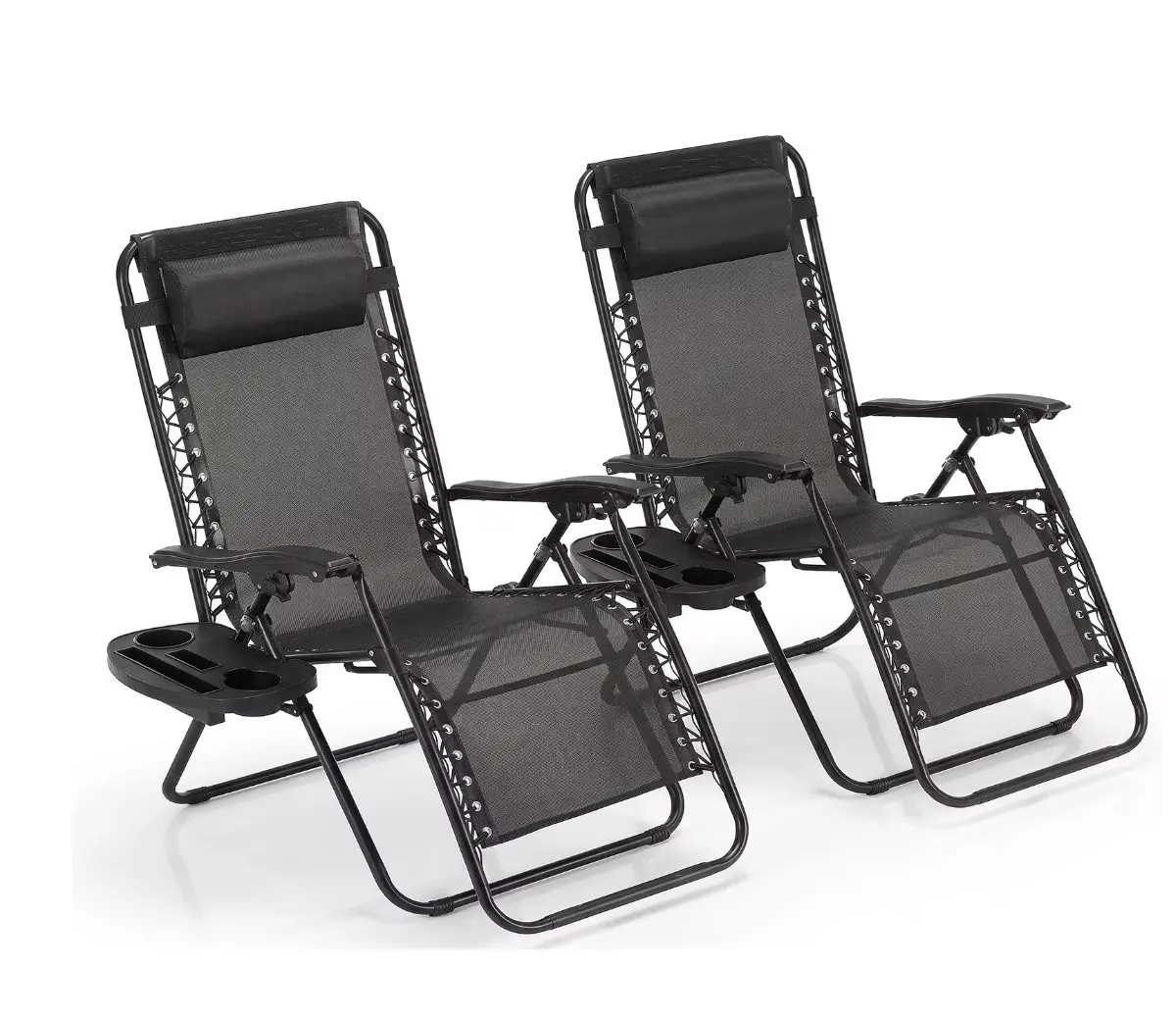 2-Pack Zero Gravity Lounge Chairs,Folding Recliners with Pillow & Cup Holder for Outdoor Patio, Pool, Beac