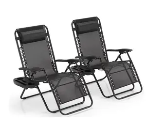 2-Pack Zero Gravity Lounge Chairs,Folding Recliners with Pillow & Cup Holder for Outdoor Patio, Pool, Beac