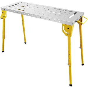 Folding Welding Table 44 x 21 inches, Steel, 500 lbs Load Capacity, Nitriding Tabletop, Portable Design with 5/8" Holes, Includes Welding Cart with Casters and Brakes