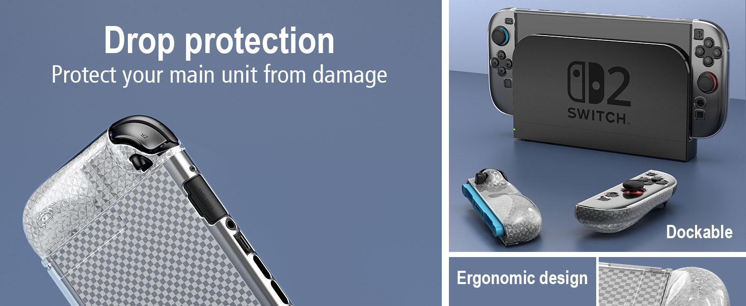 Switch 2 Case for Nintendo Switch 2, Protective Carrying Case Set with PC Switch 2 Cover and TPU Grip Cover for Switch 2 Joycon, Large Capacity Storage Design for Nintendo Switch 2 Accessories Dock Case, Cool Switch Accessories