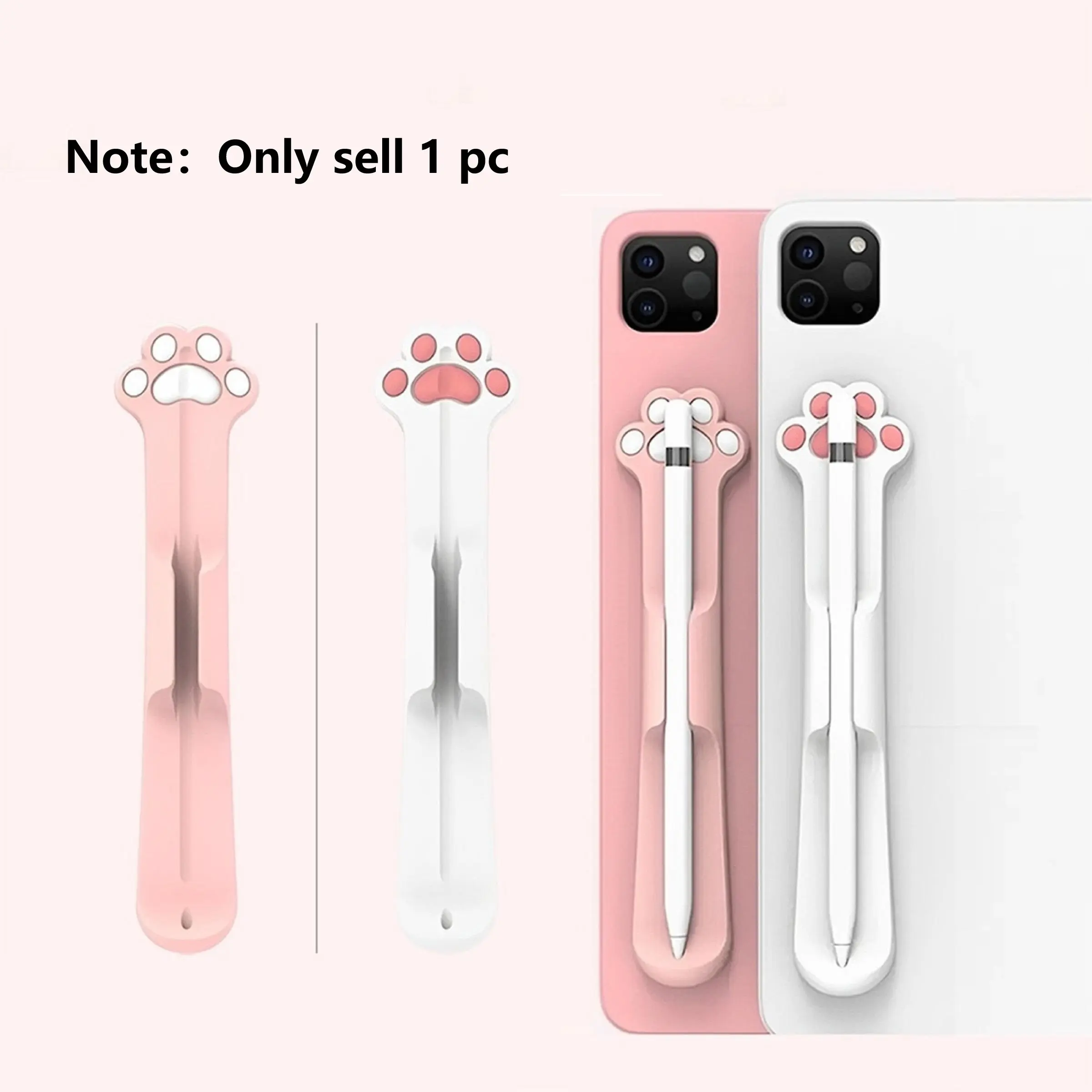 Cute Cat Paw Design Stylus Pen Case, Touch Screen Pen, 1 Count Silicone Pen Sleeve for Apple Pencil 1 2, Adhesive Tablet Pen Slot, Cute Stylus Pencil Case