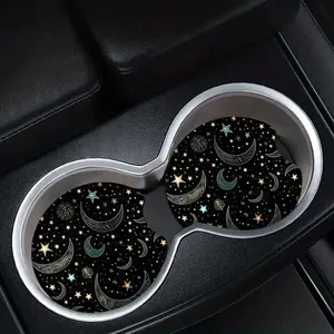 Moon & Star Pattern Car Coaster, Car Cup Holder Coaster, Car Interior Decorative Decoration Accessories for Women & Men, Car Interior Accessory
