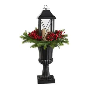 Nearly Natural 33" Holiday Greenery, Berries, P inecones in Ur