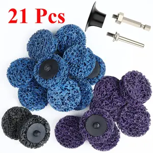 21 Pcs Quick Change Easy Strip Discs Set, 2 Inch Sanding Discs with 1/4" Disc Pad Holder for Die Grinder Surface Strip Grind Polish Paint Rust and Oxidation Cleaning Removal