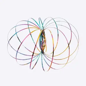 Stainless Steel Kinetic Flow Rings | 5.1 Inch Geometric 3D Spinning Sensory Ring for Adults, Anxiety Relief and Focus Tool, Calming Spring Spiral Arm Band for Fidgeting, Perfect for Office Desk Stress Relief, Silvery Grey