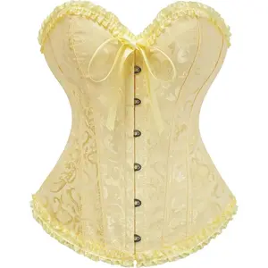 Bustier Corset Top for Women Overbust Lace Up Waist Cincher Shapewear Lingerie Womenswear Clothes Costumes Basic Minimalist