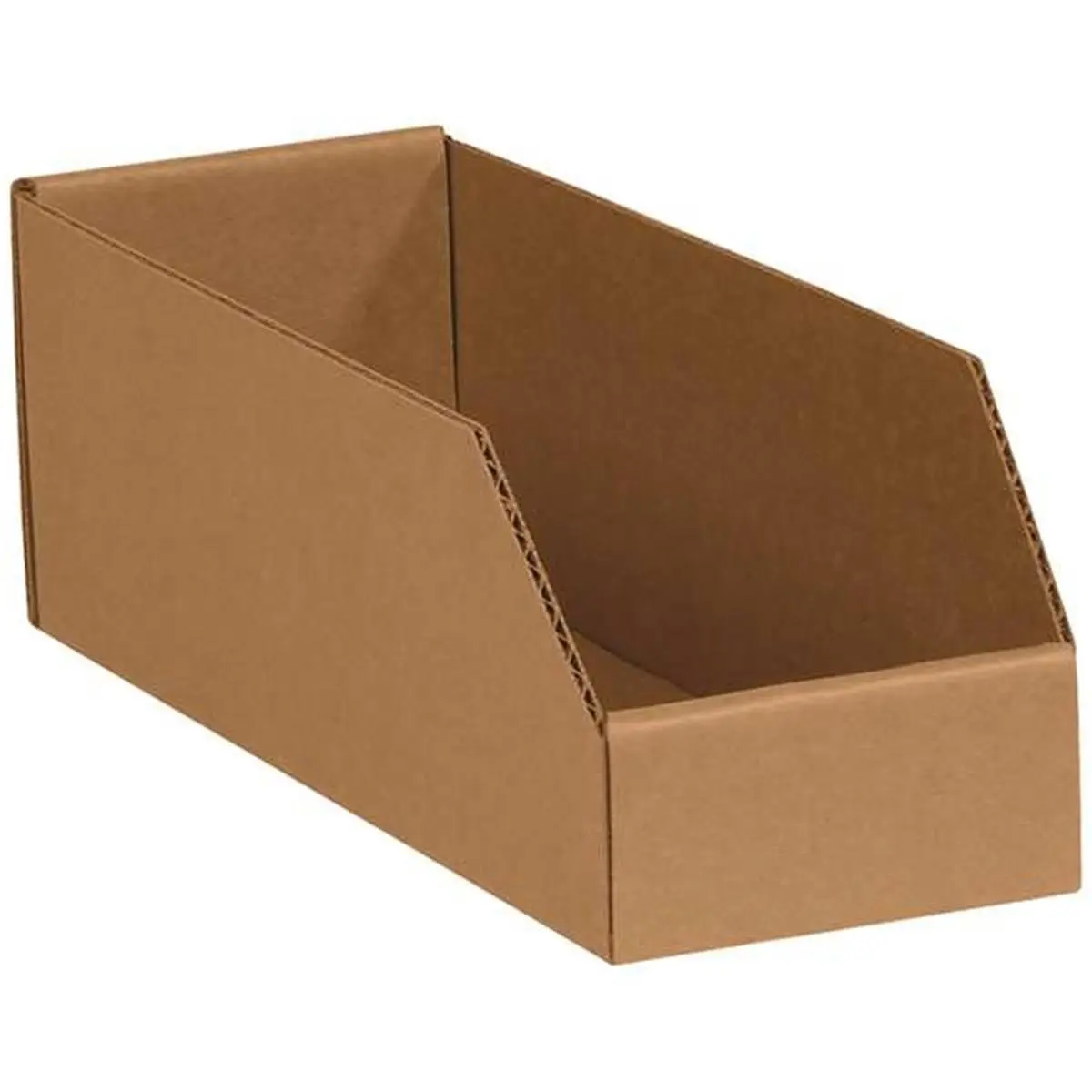 Rectangle Kraft Corrugated Bin Boxes, 4" W x 9" L x 4 1/2" H, 200 ECT-32, Durable, Conceals Dirt and Grime, Easy Assembly, Pack of 50 (Home Organizer Storage Solution)