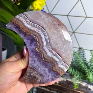 Bohemian Style Moon Decorative Stone, Unique Energy Relaxation Gemstone for Home Decoration, Meditation and Spiritual Growth Jewelry, Agate Crystal