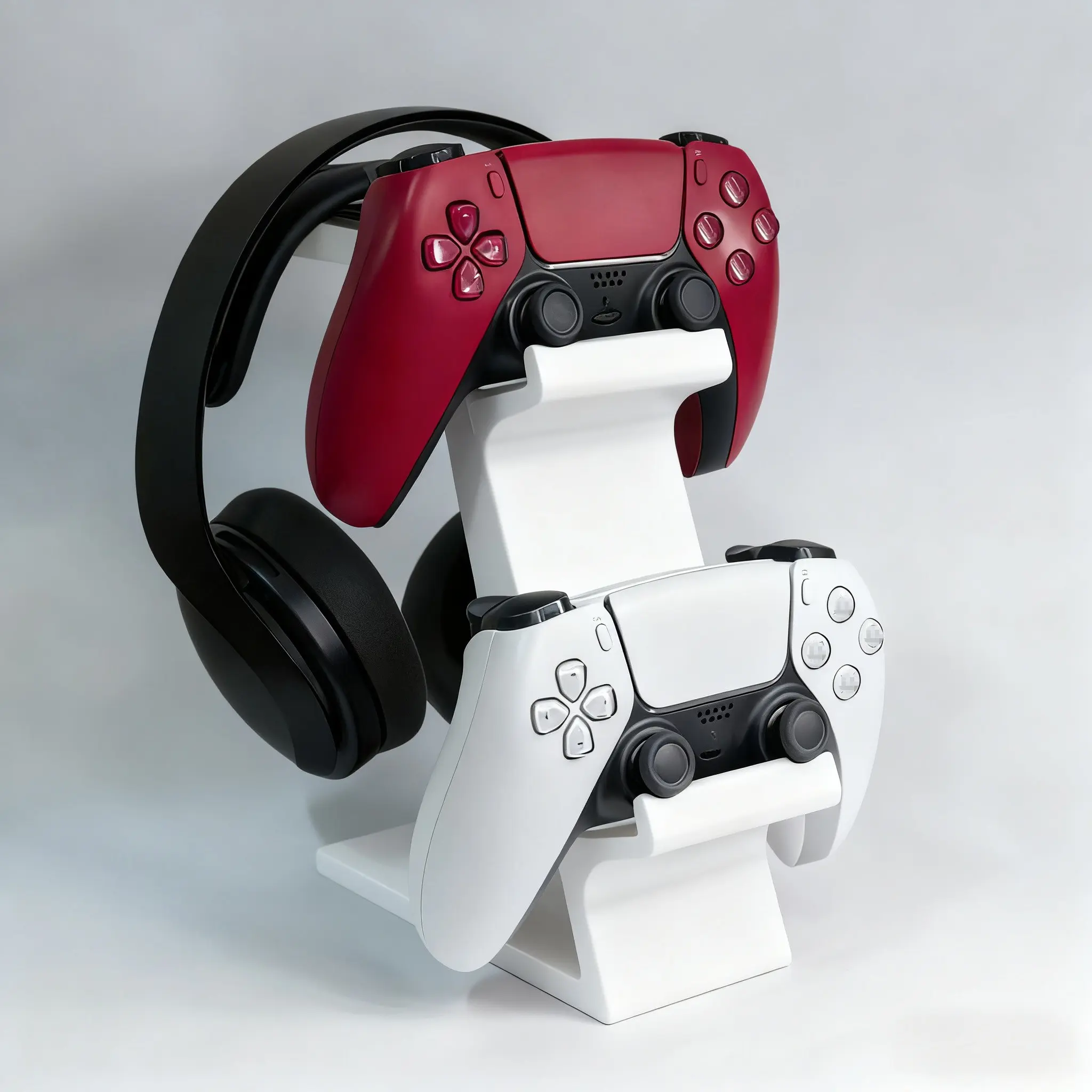 Ps5 and Xbox Controller and Headset Stand, Game Console Accessories, Gaming Accessory, 3-In-1 Space-Saving Organizer, Durable Plastic for Desktop Storage, Simple Stylish Design, Gaming Console Accessories