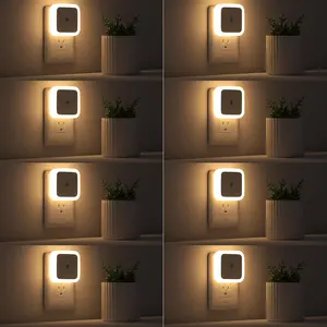 8-Pack Dusk-to-Dawn LED Night Lights, Plug-in Wall-Mounted Warm White Night Lamps for Home Improvement Indoor Decorative Lighting