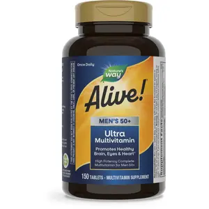 Nature’s Way Alive! Men’s 50+ Ultra Multivitamin Tablets, Vitamins B12, A, C, D3, E, Zinc, 150ct