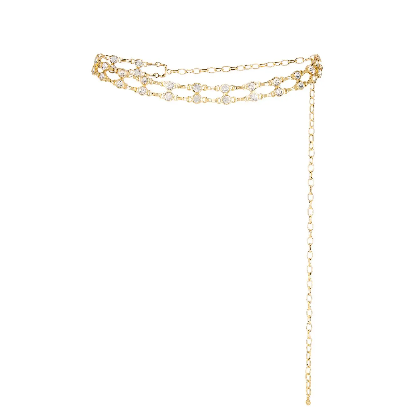 Ettika Double Crystal Chain Link Belt in Gold