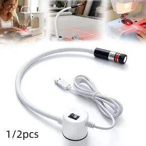 1/2pcs Magnetic Positioning Quilting Light for Sewing Machine, Crosshair Adjustable Red Laser Guide for Straight Stitching, Hands-Free Precision Seam Tool