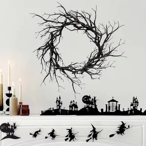 Halloween Twisted Branch Wreath, Spooky Branch Decor for Halloween, Easy to Hang Durable Home Decoration