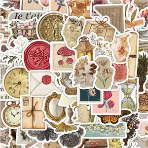 Vintage Sticker, Floral Pattern Sticker, 100pcs/set Scrapbooking & Journal Making Material Sticker, DIY Decorative Sticker for Stationery & Computer & Water Bottle