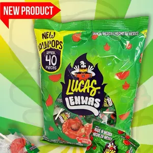 Lucas Lenwas - Watermelon Flavored Spicy Lollipop with Chili Powder Core, 40 pcs