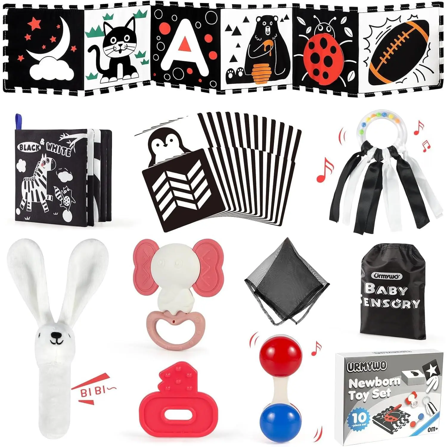 Black White Baby Toy Set